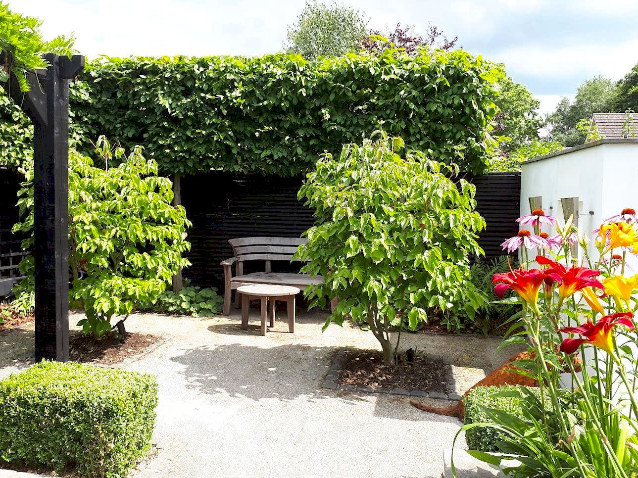 Garden design in Bracknell, Berkshire with feature wall around courtyard.