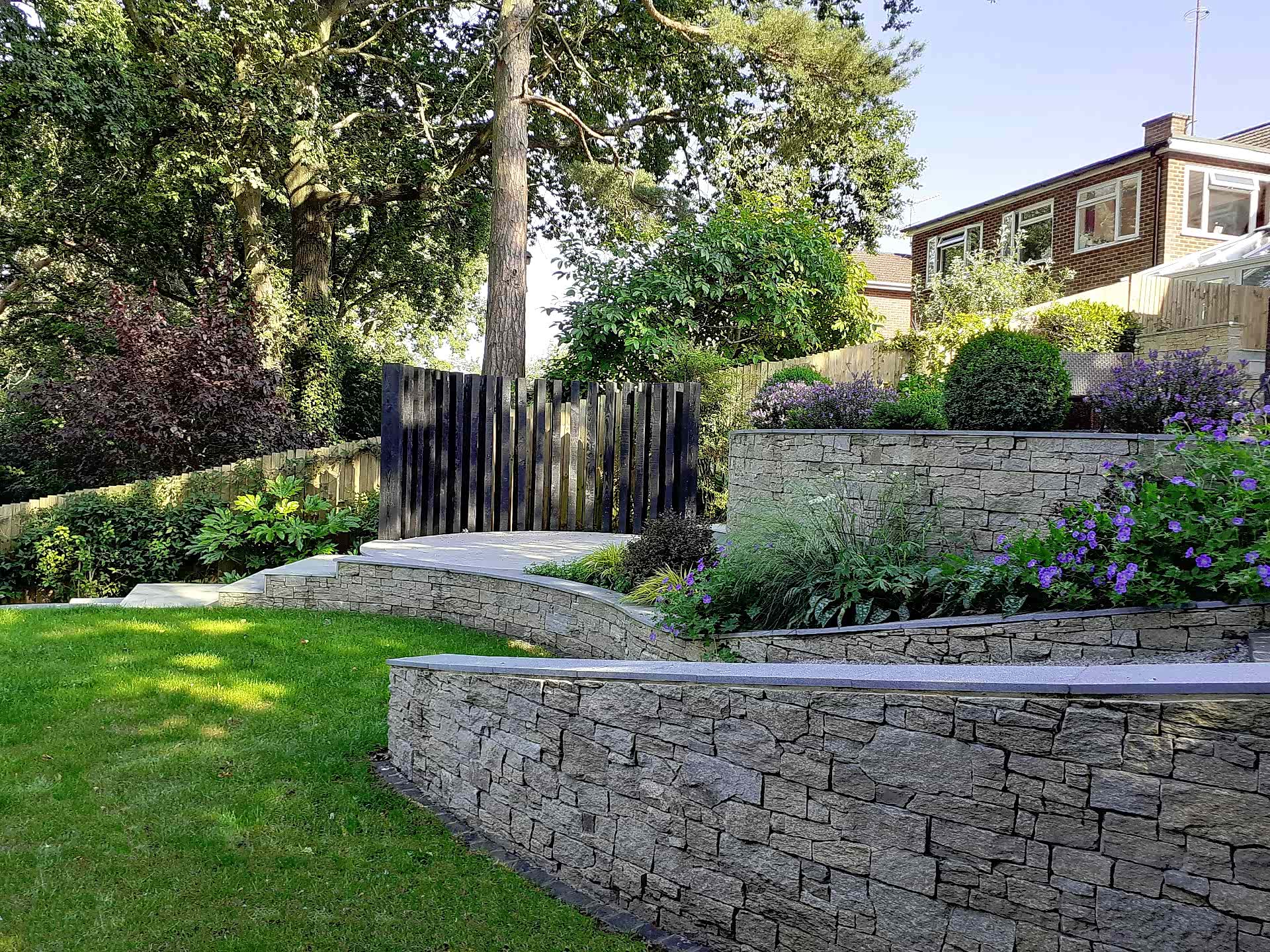 Sloping garden design Sandhurst Berkshire