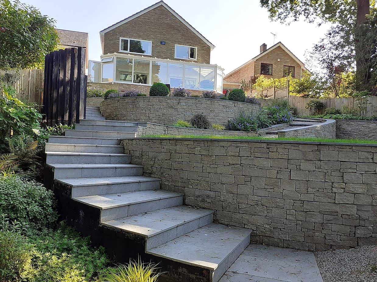 Sloping garden design Sandhurst Berkshire