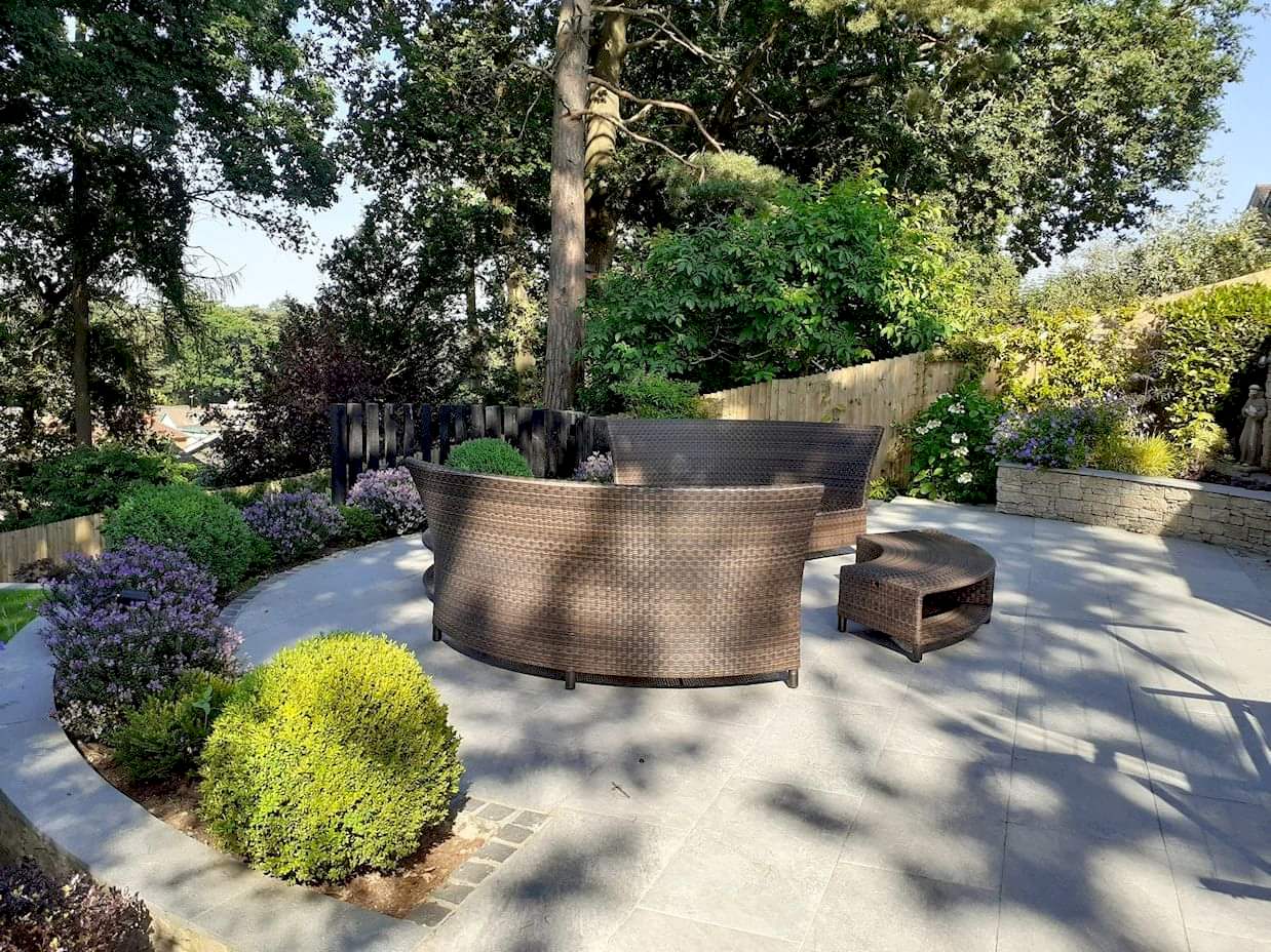 Sloping garden design Sandhurst Berkshire